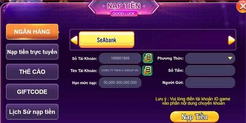  nạp tiền ví game